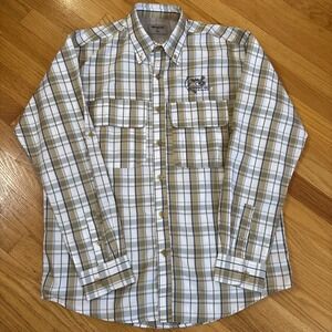 Mossy Oak Shirt Men's Fishing Plaid Outdoors Hiking Camping Long Sleeve